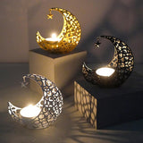 Maxbell Metal Candlestick Eid Mubarak Mantel Party Livingroom Tealight Candle Holder White