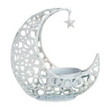 Maxbell Metal Candlestick Eid Mubarak Mantel Party Livingroom Tealight Candle Holder White