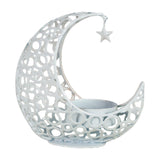 Maxbell Metal Candlestick Eid Mubarak Mantel Party Livingroom Tealight Candle Holder White
