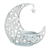 Maxbell Metal Candlestick Eid Mubarak Mantel Party Livingroom Tealight Candle Holder White