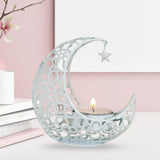 Maxbell Metal Candlestick Eid Mubarak Mantel Party Livingroom Tealight Candle Holder White