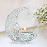 Maxbell Metal Candlestick Eid Mubarak Mantel Party Livingroom Tealight Candle Holder White