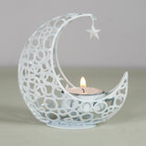 Maxbell Metal Candlestick Eid Mubarak Mantel Party Livingroom Tealight Candle Holder White