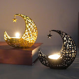 Maxbell Metal Candlestick Eid Mubarak Mantel Party Livingroom Tealight Candle Holder Aureate