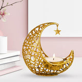 Maxbell Metal Candlestick Eid Mubarak Mantel Party Livingroom Tealight Candle Holder Aureate
