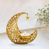 Maxbell Metal Candlestick Eid Mubarak Mantel Party Livingroom Tealight Candle Holder Aureate