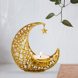 Maxbell Metal Candlestick Eid Mubarak Mantel Party Livingroom Tealight Candle Holder Aureate