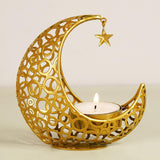 Maxbell Metal Candlestick Eid Mubarak Mantel Party Livingroom Tealight Candle Holder Aureate