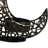 Maxbell Metal Candlestick Eid Mubarak Mantel Party Livingroom Tealight Candle Holder Black