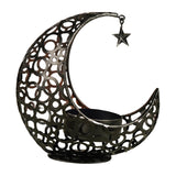 Maxbell Metal Candlestick Eid Mubarak Mantel Party Livingroom Tealight Candle Holder Black