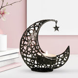 Maxbell Metal Candlestick Eid Mubarak Mantel Party Livingroom Tealight Candle Holder Black