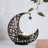 Maxbell Metal Candlestick Eid Mubarak Mantel Party Livingroom Tealight Candle Holder Black