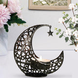 Maxbell Metal Candlestick Eid Mubarak Mantel Party Livingroom Tealight Candle Holder Black