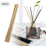 Maxbell 100x Reed Diffuser Sticks Fiber Reed Diffuser Sticks for Bedroom SPA Kitchen Wood Color