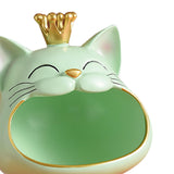 Maxbell Storage Box Sculpture Home Key Entrance Bowl Resin Lucky Cat Statue Figurine Green