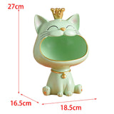 Maxbell Storage Box Sculpture Home Key Entrance Bowl Resin Lucky Cat Statue Figurine Green