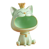 Maxbell Storage Box Sculpture Home Key Entrance Bowl Resin Lucky Cat Statue Figurine Green