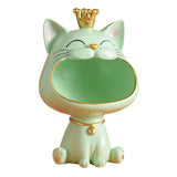 Maxbell Storage Box Sculpture Home Key Entrance Bowl Resin Lucky Cat Statue Figurine Green
