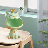 Maxbell Storage Box Sculpture Home Key Entrance Bowl Resin Lucky Cat Statue Figurine Green