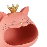 Maxbell Key Bowl Resin Cat Figurine Sculpture Big Mouth Animal Bowl Lucky Cat Statue Pink