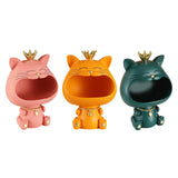 Maxbell Key Bowl Resin Cat Figurine Sculpture Big Mouth Animal Bowl Lucky Cat Statue Pink