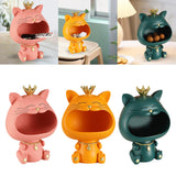 Maxbell Key Bowl Resin Cat Figurine Sculpture Big Mouth Animal Bowl Lucky Cat Statue Pink