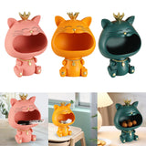Maxbell Key Bowl Resin Cat Figurine Sculpture Big Mouth Animal Bowl Lucky Cat Statue Pink