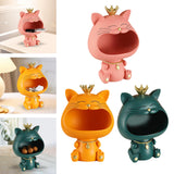 Maxbell Key Bowl Resin Cat Figurine Sculpture Big Mouth Animal Bowl Lucky Cat Statue Pink
