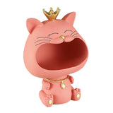 Maxbell Key Bowl Resin Cat Figurine Sculpture Big Mouth Animal Bowl Lucky Cat Statue Pink