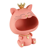 Maxbell Key Bowl Resin Cat Figurine Sculpture Big Mouth Animal Bowl Lucky Cat Statue Pink