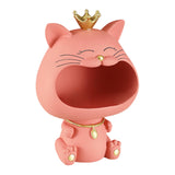Maxbell Key Bowl Resin Cat Figurine Sculpture Big Mouth Animal Bowl Lucky Cat Statue Pink