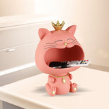Maxbell Key Bowl Resin Cat Figurine Sculpture Big Mouth Animal Bowl Lucky Cat Statue Pink