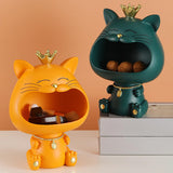 Maxbell Key Bowl Resin Cat Figurine Sculpture Big Mouth Animal Bowl Lucky Cat Statue Orange