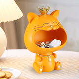 Maxbell Key Bowl Resin Cat Figurine Sculpture Big Mouth Animal Bowl Lucky Cat Statue Orange