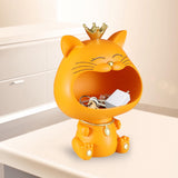 Maxbell Key Bowl Resin Cat Figurine Sculpture Big Mouth Animal Bowl Lucky Cat Statue Orange