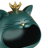 Maxbell Key Bowl Resin Cat Figurine Sculpture Big Mouth Animal Bowl Lucky Cat Statue Green