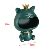 Maxbell Key Bowl Resin Cat Figurine Sculpture Big Mouth Animal Bowl Lucky Cat Statue Green