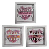 Maxbell Personalized Mom Flower Shadow Box for Living Room Festivals Holidays Pink