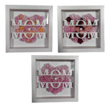 Maxbell Personalized Mom Flower Shadow Box for Living Room Festivals Holidays Pink