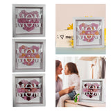 Maxbell Personalized Mom Flower Shadow Box for Living Room Festivals Holidays Pink