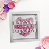 Maxbell Personalized Mom Flower Shadow Box for Living Room Festivals Holidays Pink