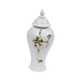 Maxbell Porcelain Vase Temple Jar with Lid Ginger Jar White Versatile Oriental Style 16x35cm