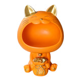 Maxbell Cat Storage Tray Candy Dish Sundries Container for Tabletop Dining Room Home Orange