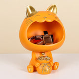 Maxbell Cat Storage Tray Candy Dish Sundries Container for Tabletop Dining Room Home Orange