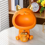 Maxbell Cat Storage Tray Candy Dish Sundries Container for Tabletop Dining Room Home Orange