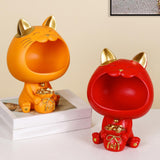 Maxbell Cat Storage Tray Candy Dish Sundries Container for Tabletop Dining Room Home Red