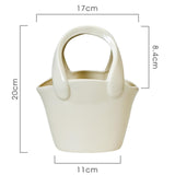 Maxbell Ceramic Vase Creative Decorative Handbag Vase for Office Table Dinning Table White