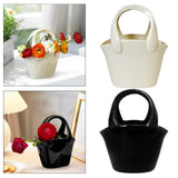 Maxbell Ceramic Vase Creative Decorative Handbag Vase for Office Table Dinning Table White