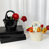 Maxbell Ceramic Vase Creative Decorative Handbag Vase for Office Table Dinning Table White