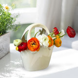 Maxbell Ceramic Vase Creative Decorative Handbag Vase for Office Table Dinning Table White